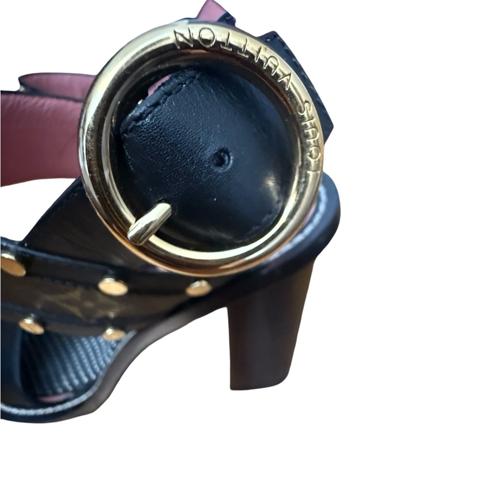 Louis Vuitton Monogram Heels with Gold Accents Size 40 - Picture 2 of 8